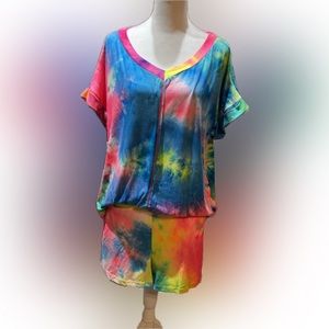 New 2 piece white birch tie dye set